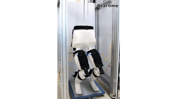 근육옷감 작동 시연 모습.[한국기계연구원 제공]