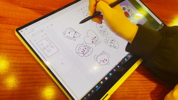 갤럭시북 프로 360에 S펜으로 그림을 그려봤다. 새로운 취미가 될 듯 하다. /사진=백유진 기자 byj@