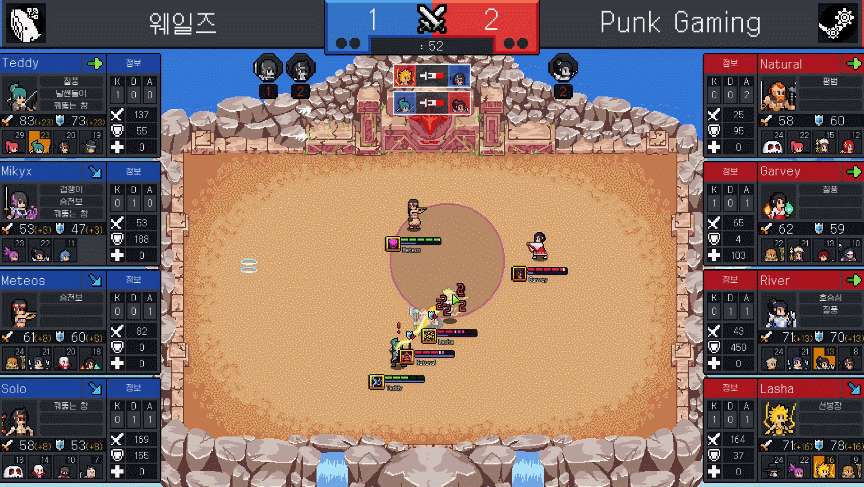 팀파이트 매니저 게임 장면.&nbsp;