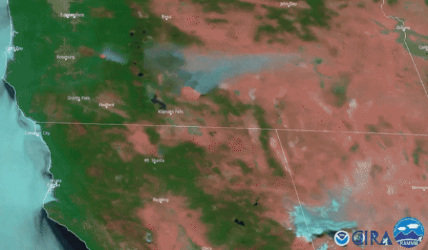 미국 해양대기청(NOAA) 최첨단 기상위성 GOES-17에도 9일 저녁 캘리포니아와 오리건, 콜로라도를 덮친 산불이 포착됐다.