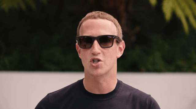 마크 주커버그 페이스북 CEO가 레이밴과 협업한 스마트 글래스 ‘레이밴 스토리’를 착용하고 있다. [출처=유튜브 채널 레이밴필름(Ray-Ban Films)]