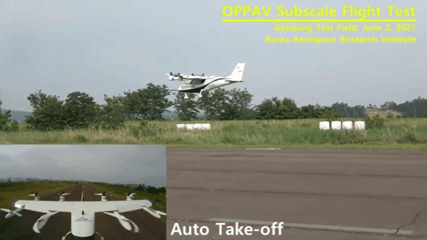 지난 6월 2일 항우연이 연구개발 중인 유무인 겸용 개인 항공기(Optionally Piloted Personal Air Vehicle) 44% 축소형 비행체의 비행시험이 있었다. [사진=한국항공우주연구원]