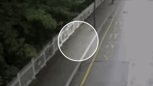 지난달 29일 유동규 전 성남도시개발공사 기획본부장이 검찰의 압수수색 당시 던진 휴대전화가 인도 위에 떨어지는 모습. / 영상=김은혜 의원실 제공