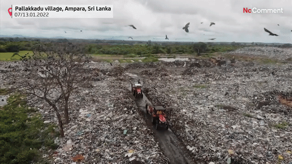 유럽연합(EU) 지원으로 설치한 스리랑카 팔라카두 쓰레기 매립장에는 재활용 시설이 없다. [노코멘트TV 유튜브 채널]