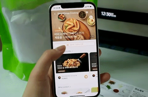 스마트싱스 앱에서 바코드를 인식해 레시피를 확인하고 큐커로 전송할 수 있다./사진=백유진 기자 byj@