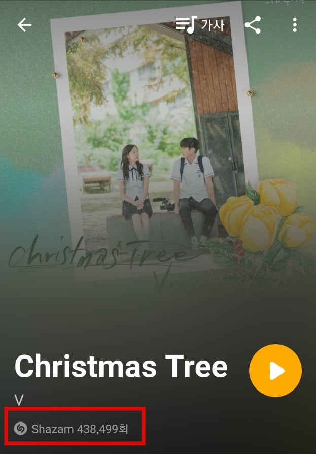 방탄소년단 뷔, 'Christmas Tree' 40만 사쟘 돌파..K팝 남자솔로 최단기간