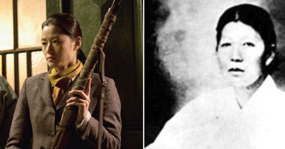 Actor Jun Ji-hyun, left, plays independent fighter Ahn Ock-yun in the film. The director created Ock-yun's character based on Korea's much-revered female independent activist Nam Ja-hyun, right. [SHOW BOX, JOONGANG PHOTO]