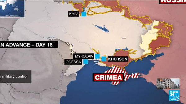 우크라이나 남부 도시 미콜라이프가 러시아군의 공격을 받아 피해를 입은 모습. [프랑스24 유튜브채널]