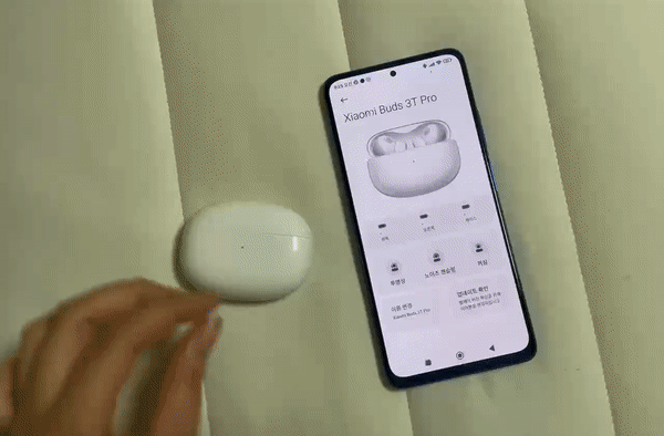 샤오미 버즈 3T 프로 케이스를 열자 레드미노트11 프로에 자동으로 인식되면서 안내창이 떴다. /사진=백유진 기자 byj@