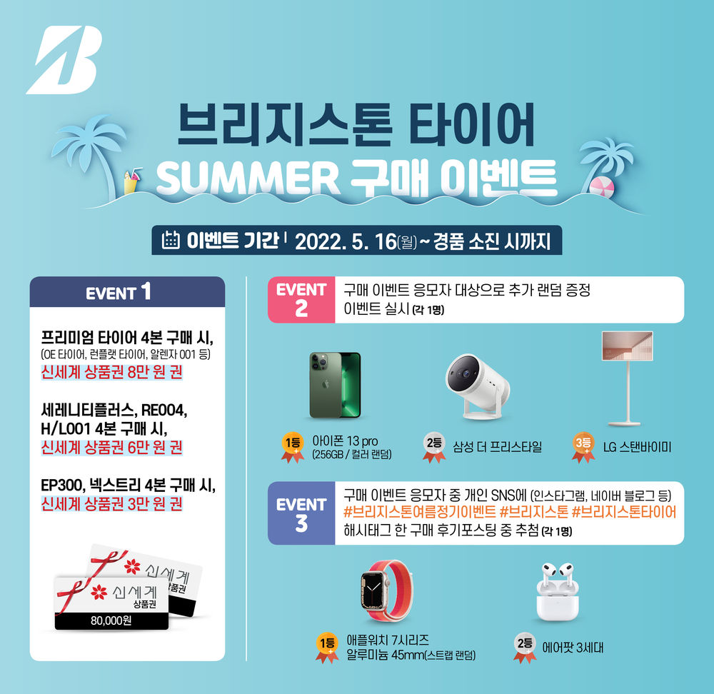 브리지스톤코리아, 여름맞이 경품 이벤트 진행