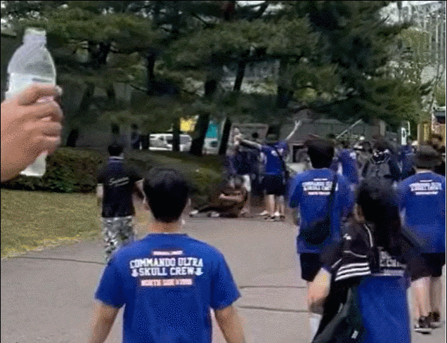 수원삼성 서포터즈의 FC서울 팬 폭행 현장./영상=온라인커뮤니티