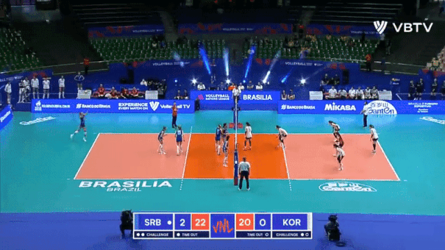 2022 FIVB VNL 한국-세르비아 경기 장면. 발리볼 TV 화면 캡처