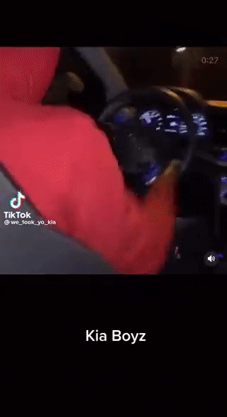 절도 차량으로 추정되는 기아자동차를 이용해 곡예 운전을 벌이는 모습. 동영상 아래 '기아보이즈'가 적혀있다. 틱톡 캡처