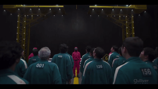 넷플릭스 오리지널 콘텐츠 '오징어게임'에서 공포감을 선사했던 고공 줄다리기장이 CG로 구현되는 과정. [걸리버스튜디오]