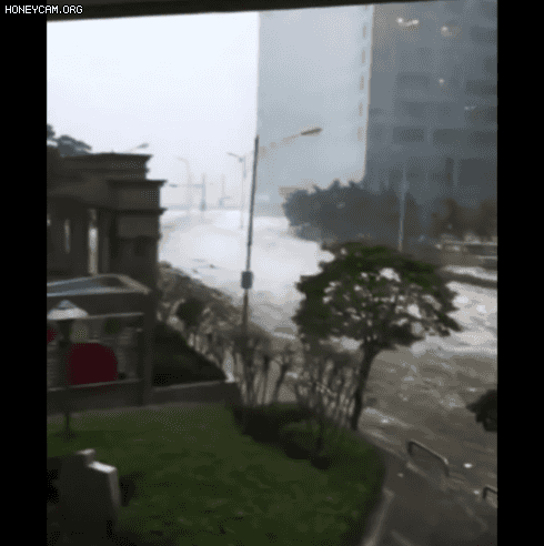 2016년 태풍 차바 북상 당시 부산 마린시티 아파트 단지 근처로 파도가 들이치는 모습. /유튜브