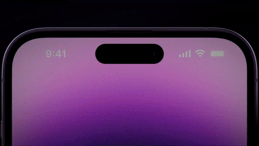 프로와 프로 맥스 모델에 적용된 '다이내믹 아일랜드' / 사진=애플 유튜브