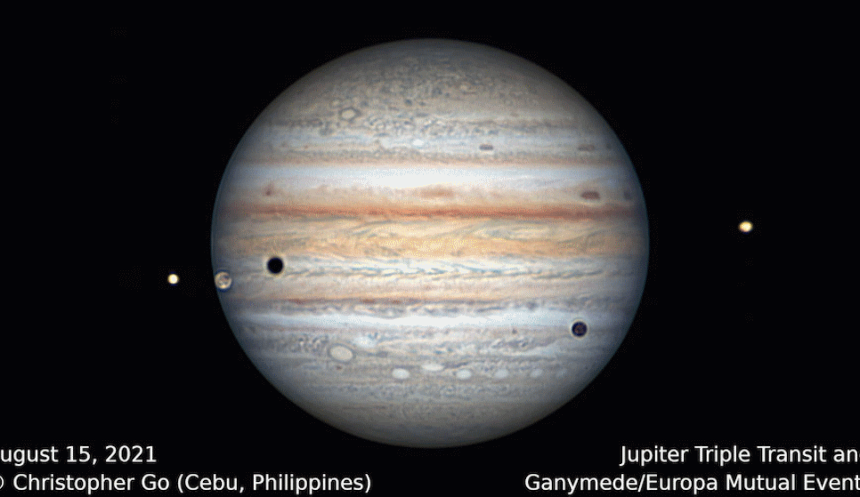 지난해 필리핀 세부에서 촬영한 목성과 세 갈릴레이 위성의 모습