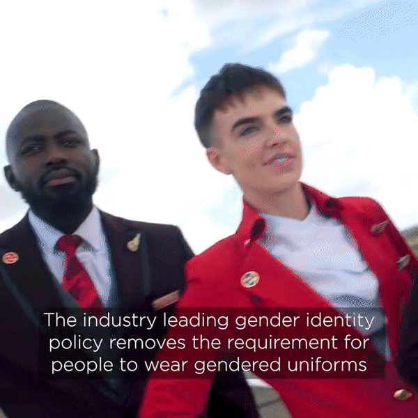 버진 애틀랜틱은 직원들에게 원하는 성별 호칭 배지를 제공하기로 했으며 문신 노출에 대한 규정도 없앴다. (버진 애틀랜틱 트위터)