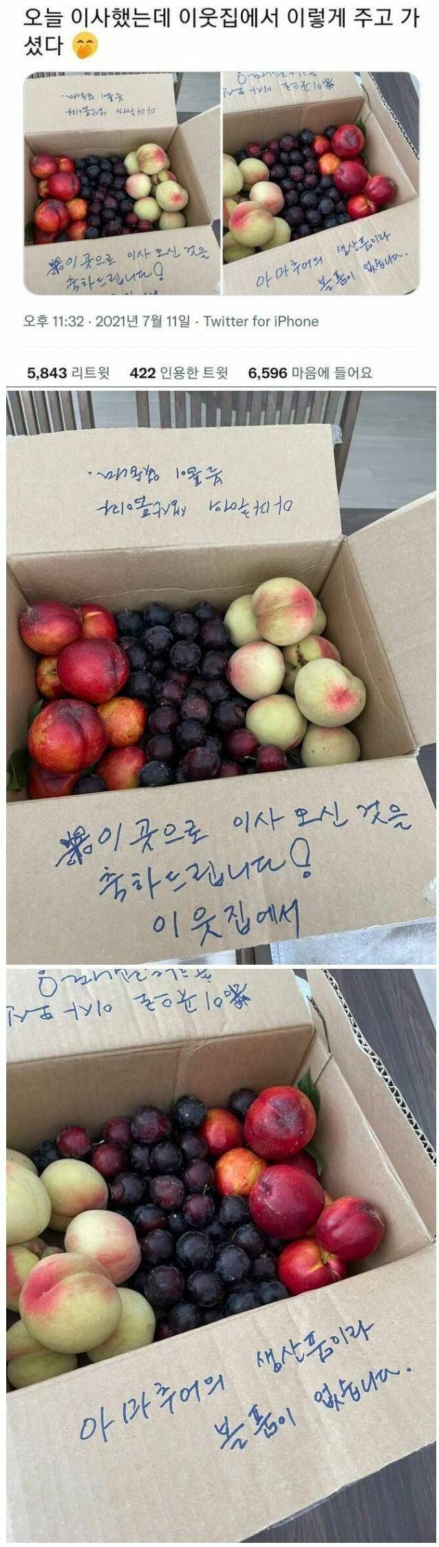 오늘 이사했는데 이웃집에서 이렇게 주고 가셨다 | 인스티즈