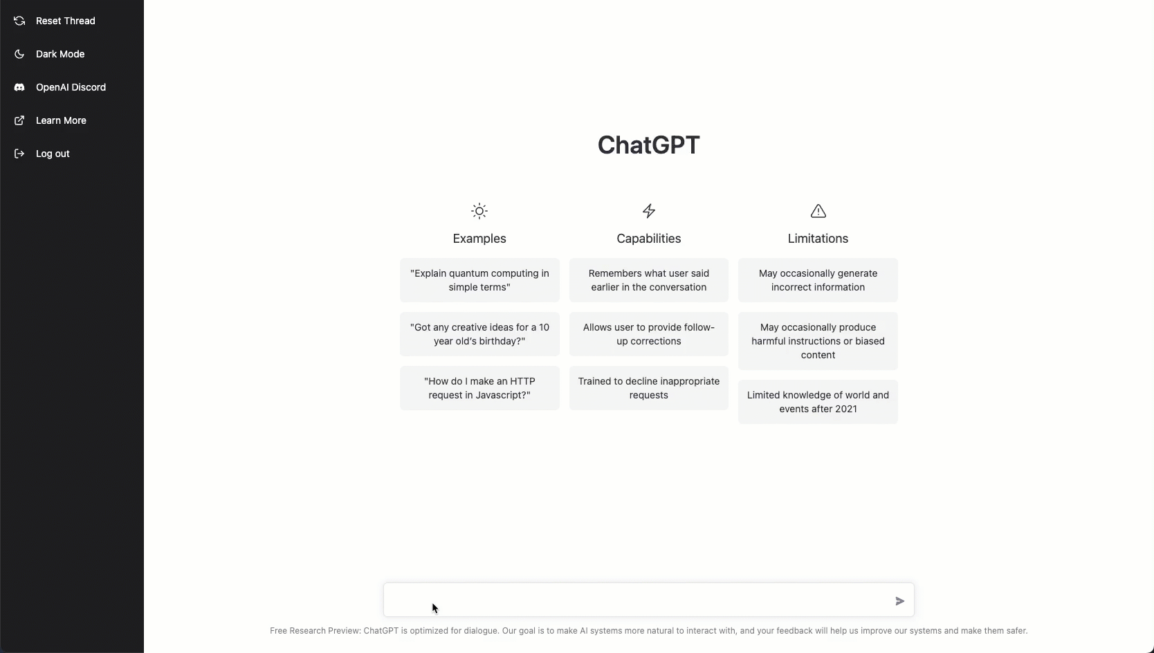 오픈에이아이(OpenAI)가 공개한 인공지능 챗봇 \