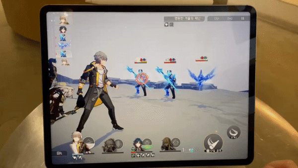 아이패드 프로6로 붕괴·스타레일을 플레이한 모습./사진=백유진 기자 byj@