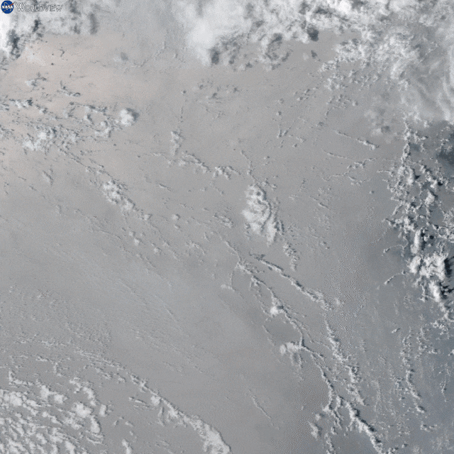 지난해 1월 15일(현지 시각) 인공위성에 포착된 남태평양 섬나라 통가 인근의 해저 화산 폭발 장면./미국립해양대기관리국(NOAA), 미항공우주국(NASA)