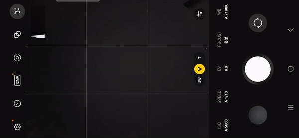 갤럭시S23 천체촬영에서 가이드를 켠 모습. 별 하나 보이지 않는 서울 하늘에서도 위치 기반으로 별자리의 위치를 보여줬다. /영상=갤럭시S23 플러스 화면 녹화
