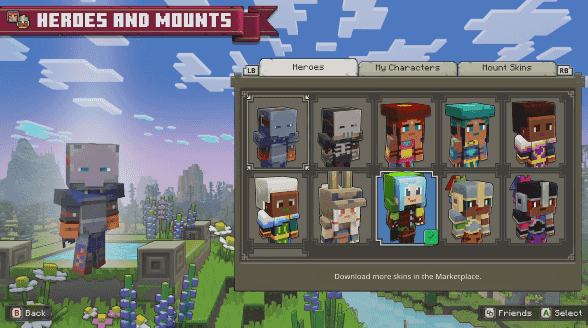 - 마인크래프트: 레전드에는 다양한 캐릭터가 있지만 아직 캐릭터 스킨 제작 지원은 하지 않는다