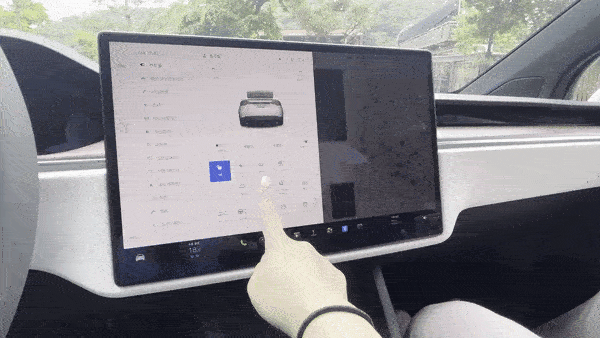 The 17-inch touchscreen rotates 30 degrees left or right to help make the screen face more toward the driver or front passenger. [SARAH CHEA]