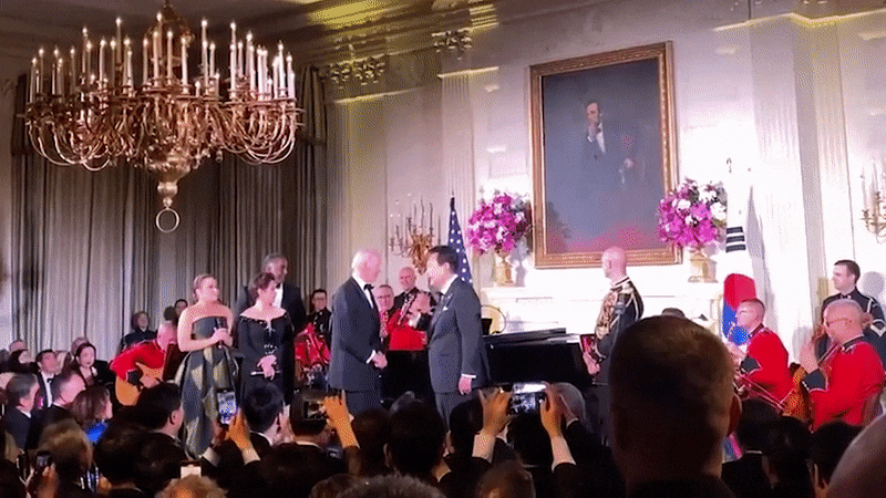 윤석열 대통령이 2023년 4월 26일(현지시간) 미국 워싱턴DC 백악관에서 열린 국빈 만찬에서 애창곡인 돈맥클린의 '아메리칸 파이'를 즉석에서 불렀다./레딧