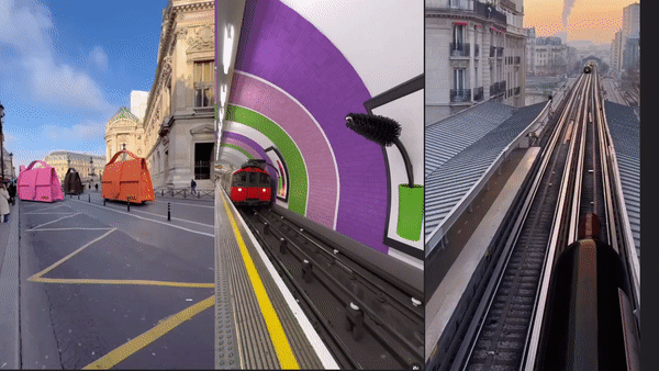 왼쪽부터 자크뮈스 핸드백, 메이블린 마스카라, 보르도 와인 가짜 옥외광고. 모두 컴퓨터 그래픽으로 만들었다. (사진=이안 패덤 SNS)