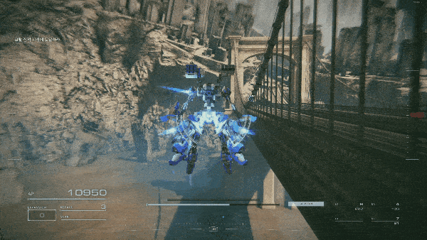 - 4족 타입 파츠를 이용하면 호버링으로 안전하게 이동할 수 있다