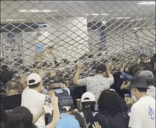 21일 오후 4시30분쯤 시위대가 민주당 당사와 국회 진입을 시도하면서 국회의사당역 1번, 6번 출구가 폐쇄되기도 했다. /사진=트위터