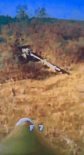 우크라이나군 소속 드론 전문가가 전장 정찰 중 발견한 러시아군 무기. 1940년대 당시 소련군이 쓰던 85mm D-44 야포의 모습