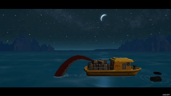 '데이브 더 다이버' 대왕오징어 등장 장면. 강렬한 진동이 제공된다.