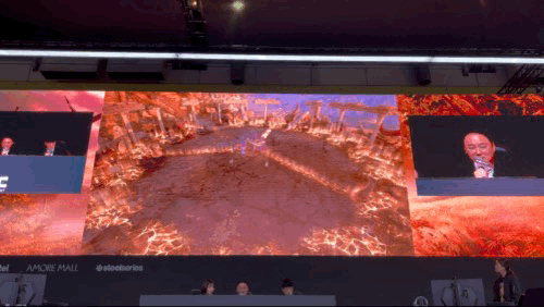 엔씨소프트 'TL' 파티 인스턴스 던전 ‘저주받은 황무지’의 보스 '샤이칼'과 전투 시연 영상. 사진=임수빈 기자