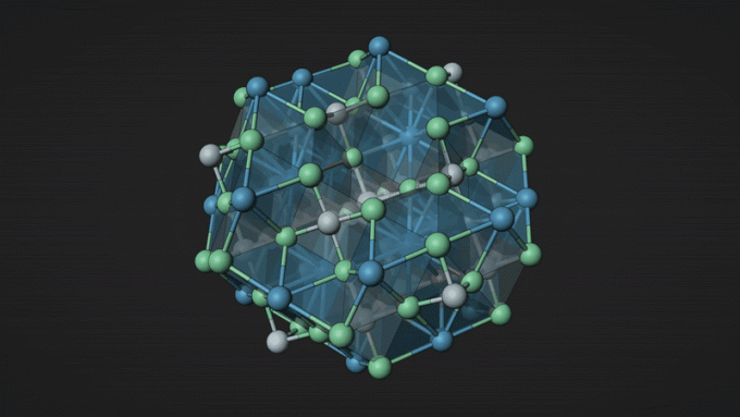 구글놈이 예측한 신소재 중 하나인 Ba6Nb7O21의 결정 구조. 로렌스버클리국립연구소 제공.