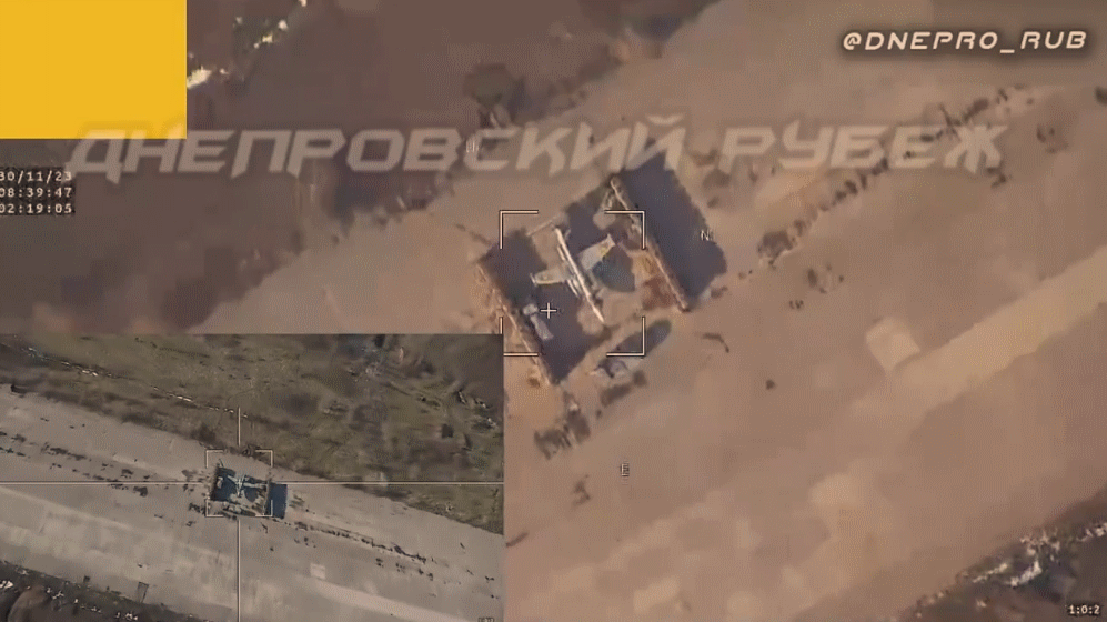 러시아 소셜미디어에 등장한 수호이-25 파괴 모습. 전문가들은 이 전투기가 가짜라고 밝혔다.