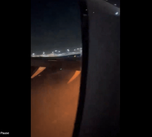 지난 2일 하네다 공항에서 발생한 일본항공(JAL) 516편과 해상보안청 항공기가 충돌한 직후 JAL 516편에 탑승하던 승객이 촬영한 영상. [출처=엑스]