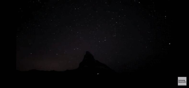 갤럭시S23울트라 하이퍼랩스 모드로 촬영한 스위스 마테호른 야경.ⓒ삼성전자 뉴스룸