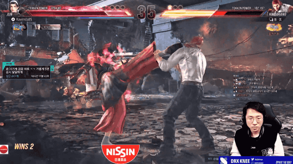 - 히트 스매시 사용 후 회복량을 보여주는 무릎 선수 [출처: 무릎 방송 中]