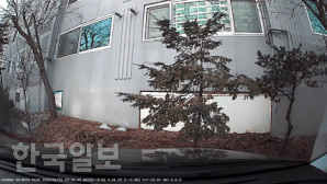 지난달 31일 서울 도봉구의 한 아파트 건물에서 떨어져 나온 얼음덩어리가 김씨의 차량을 강타하는 장면이 블랙박스에 찍혔다. 독자 제공