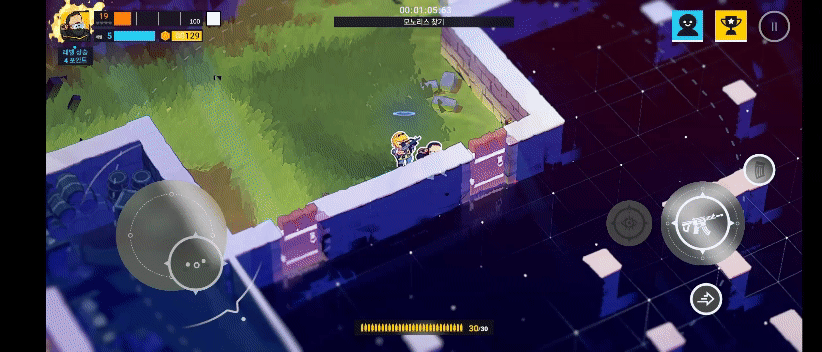 캐릭터 '발키리'의 능력을 사용해 건물 내부의 상황을 파악하고 진입하는 모습.