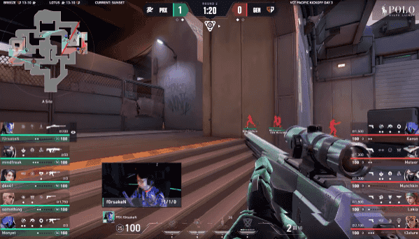 - 아웃로 운영으로 상대에게 자금 압박을 계속 가한 PRX (영상 출처 :&nbsp;발로란트 챔피언스 투어 유튜브)