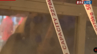 플래시 불빛에 놀라는 푸바오 [사진=신화통신사 라이브 캡쳐]