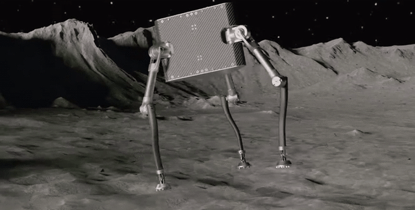스위스 취리히연방공대(ETH) 연구진이 개발한 로봇 ‘스페이스 호퍼’의 작동 상상도. 중력이 작은 소행성 표면에서 다리 관절을 이용해 이동하도록 설계됐다. ETH 제공