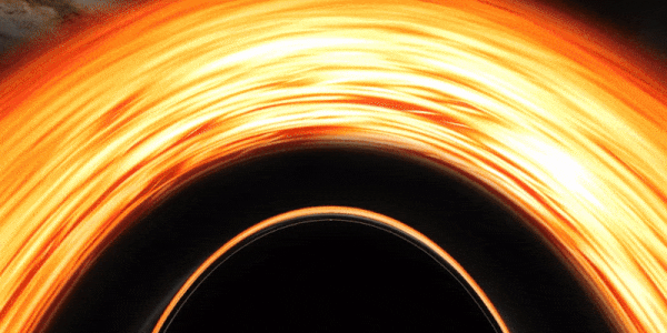 미 항공우주국(NASA)이 블랙홀의 사건의 지평선 주변을 도는 모습을 시뮬레이션으로 구현했다. 사진=미 항공우주국(NASA) 고다드 우주비행센터 유튜브 캡처