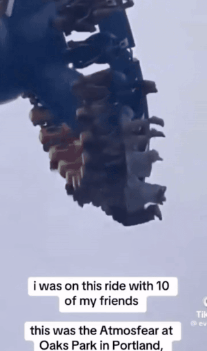 놀이기구가 운행 중 정상에서 멈춰선 모습. 엑스 캡처