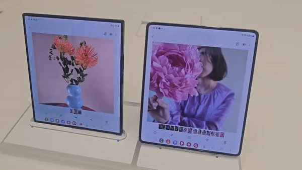 갤럭시Z폴드5(오른쪽)과 폴드6 주름 비교 (영상=지디넷코리아)