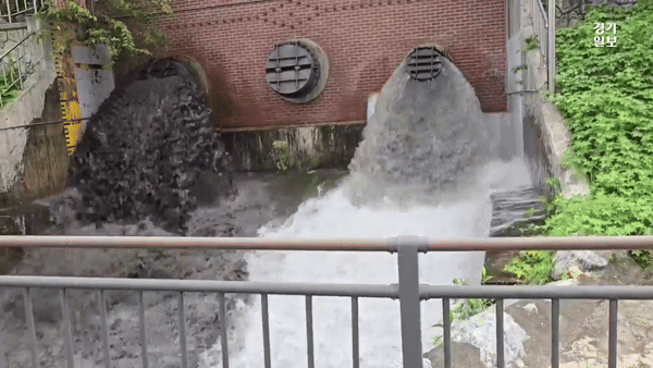 안양시 덕천빗물펌프장에서 방류된 오폐수. 독자제공